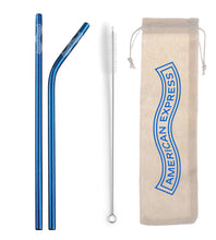 Load image into Gallery viewer, Custom Branded Metal Straw Set With Coloured Straws