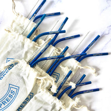 Load image into Gallery viewer, Custom Branded Metal Straw Set With Coloured Straws