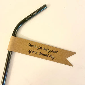 Wedding Favour Straw Flags with Printed Phrases