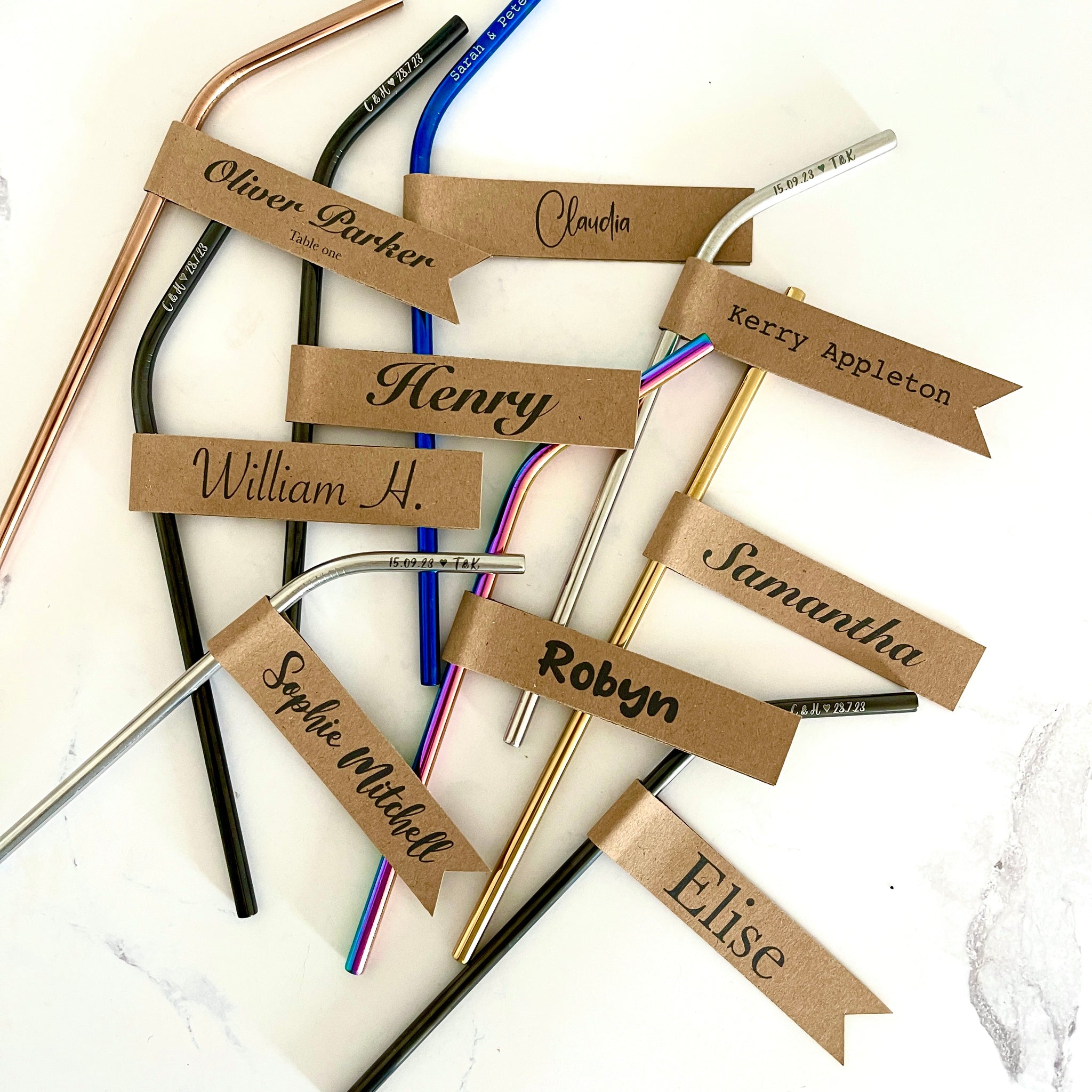 Personalised Wedding Favour Straw Flags – The Metal Straw Company