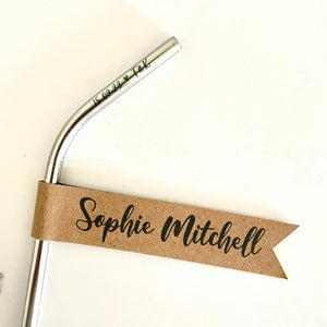 Personalised Wedding Favour Straw Flags
